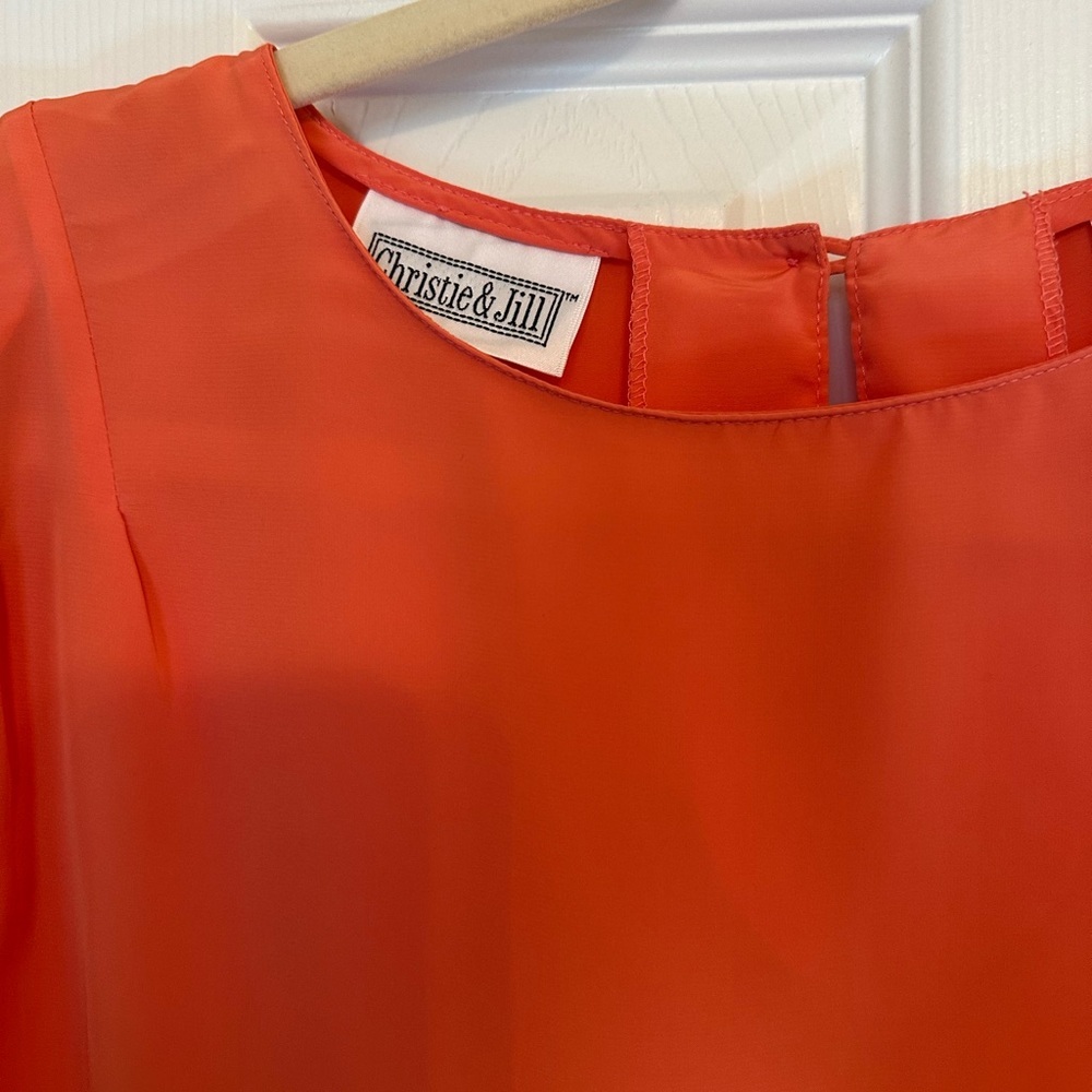 Vintage Christie & Jill Chic Women's Blouse - Red, Teal, Black, Peach Size XL - Picture 13 of 15